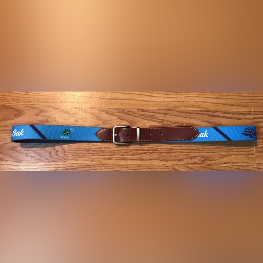 Peter Millar Blue Canvas & Leather Golf Belt Mens NEW Cut to Measure 30-42”